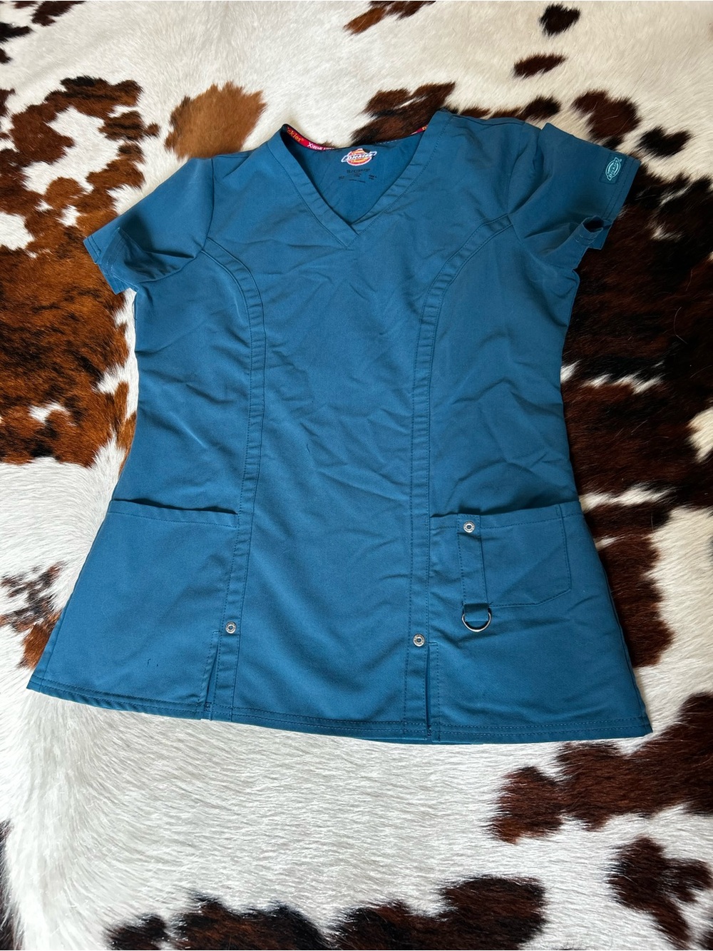 Dickies Teal Blue V-Neck Scrub Top